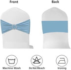 50 Pack Baby Blue Chair Sashes, Blue Spandex Chair Bands for Wedding Gender Reveal Party Decor, Baby Blue Bows for Folding Chairs - Image 4