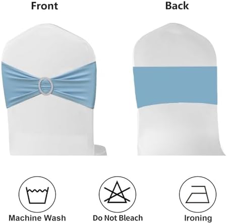50 Pack Baby Blue Chair Sashes, Blue Spandex Chair Bands for Wedding Gender Reveal Party Decor, Baby Blue Bows for Folding Chairs - Image 4