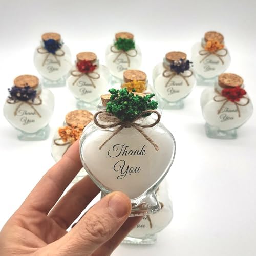 Wedding Favor Guest Bulk, Set of Heart Glass Candle Party with Custom Sticker and Dried Flowers Bridal Party, Baby Shower Gifts (White, Set of 100) - Image 7