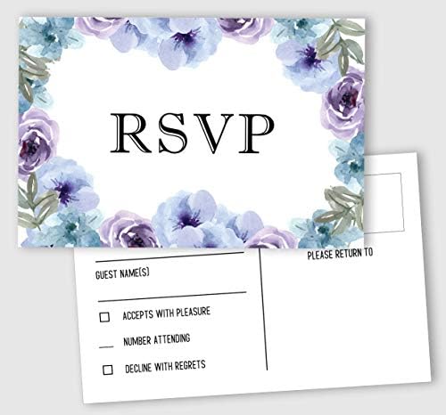 50 Blank RSVP Postcards Floral Print 4"X6" Response Cards,RSVP Reply Card for Wedding,Bridal Shower,Baby Shower by Inkdotpot