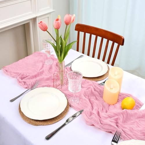 12 Pack Pink Cheesecloth Table Runner 23 x 120 Inch 10Ft - Image 3