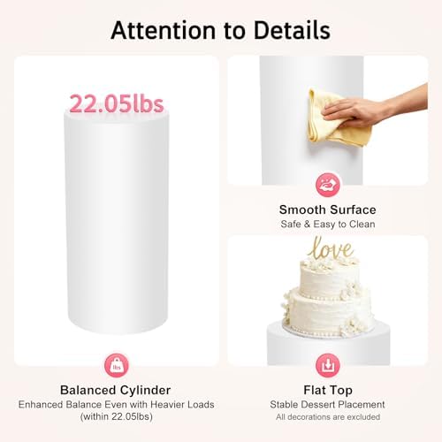 5 Pcs White Round Cylinder Cake Stand Set Metal Dessert Display Risers - Image 6