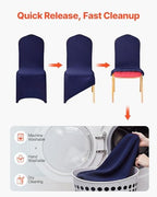 VEVOR Chair Covers, Polyester Spandex Chair Cover, Stretch Slipcovers for Wedding Party Dining Banquet Flat-Front Chair Covers (Navy Blue-a, 50PCS) - Image 5