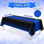MASHAN 12Pcs Black and Blue Tablecloth Party Decorations,Plastic Black Table Cloth Printed Blue Runner Disposable Rectangle Table Cover for Birthday Wedding Anniversary Graduation Party,54 x108 Inch - Image 3