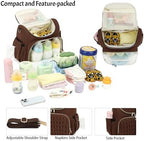 Small Diaper Bag Backpack Quilted Mini Baby Crossbody Diaper Bag Tote for Mom and Baby Girls Boys (Brown) - Image 3