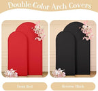 Red Black Arch Backdrop Cover Set of 2 Party Wedding Arch Covers Stretchy Backdrop 7.2FT 6FT Decorations Baby Shower Bridal Shower Photo Birthday Arch Stand Cover Spandex - Image 2