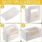 Ireer 60 Pcs 8x4x4 Inch Bakery Boxes with Window for Bread Cookie, White - Image 4