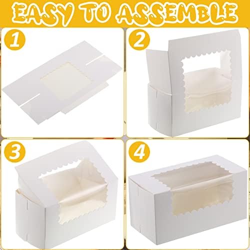Ireer 60 Pcs 8x4x4 Inch Bakery Boxes with Window for Bread Cookie, White - Image 4