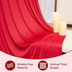 10x16ft Red Backdrop Curtain for Party, 2 Panels Wrinkle Free 16 Foot Long Polyester Photo Backdrop Drapes Photography Background for Wedding Birthday Gathing - Image 4