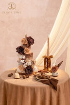 TINGE TIME 25pcs Artificial Wedding Flower Combo, Rose Peony Mocha Brown - Image 4