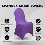 YOUR CHAIR COVERS - 100 Pack Stretch Spandex Banquet Chair Covers - Purple, Wedding Slip Covers, Premium Quality Chair Cover - Image 2