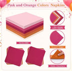 Mimorou 350 Pcs Pink and Orange Plates Cups Napkins Utensils - Image 5