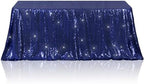 Poise3EHome Navy Blue Sequin Tablecloth 90×132 Inch Rectangle Sparkly Fabric Table Cover Overlay for Birthday Wedding Party Christmas Holiday Baby Shower Decoration by Poise3EHome