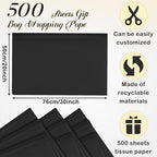 500 Sheets Black Tissue Paper Bulk 20 x 30 Inch for Halloween Packing - Image 2