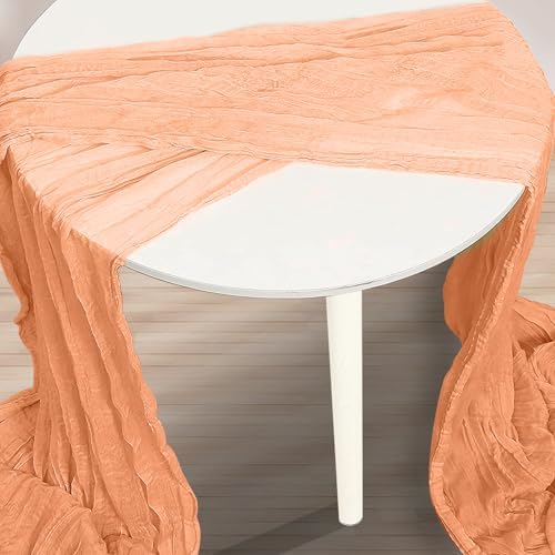 6 Pack Coral Cheesecloth Table Runner 35x120 Inch 10Ft Rustic Gauze Cheese Cloth Table Runner Sheer Cheesecloth Table Runners for Wedding Party Bridal Shower Decoration - Image 2