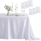 6 Pack Satin Table Cover Rectangle, White, 60 x 120 Inches by Counfeisly