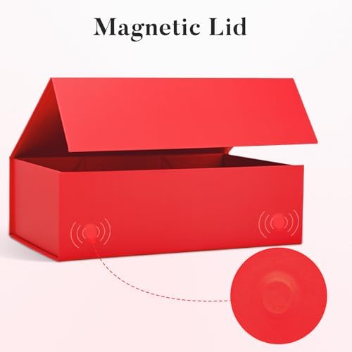 LIFELUM Red Magnetic Gift Box for Christmas Presents, 14"x8.5"x4.5" - Image 4