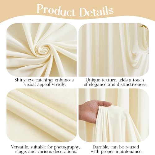 10x12ft Beige Backdrop Curtains, Cream Beige Drapes for Backdrop Draping Fabric for Wedding Party Bridal Baby Shower Prom Birthday Graduation 5x12FT, 2 Panels - Image 4