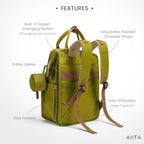 Diaper Bag Backpack, Multifunction Diaper Bag with Changing Station, Stylish Baby Bags, Large Unisex Diaper Backpack for Mom and Dad, Baby Registry Search, Portable Changing Pad – Yellow Green - Image 3