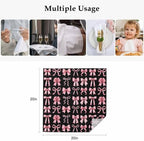 Pink Bows Cloth Napkins Set of 6, Modern Abstract Sweet Ribbon Bowknot on Black Washable Reusable Dinner Cocktail Napkin for Kitchen Party Wedding Banquet Holiday Baby Shower Table Decor - Image 5