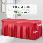 1 Pack Red Table Clothes for 8 Foot Rectangle Tables, Wrinkle Resistant Stretch Spandex Table Covers Fitted Tablecloth with Skirt for Valentines Wedding Birthday Party Event Banquet - Image 7