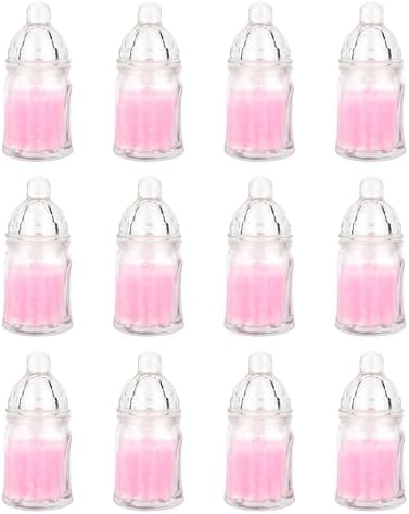 Mega Candles 12 pcs Scented Baby Powder Pink Glass Baby Bottle Container Candles, Palm Wax Candle, Baby Shower Gifts, Decorative Accent, Home Décor, Memory Keepsake, Party Favors, Relaxations by MEGA+CANDLES