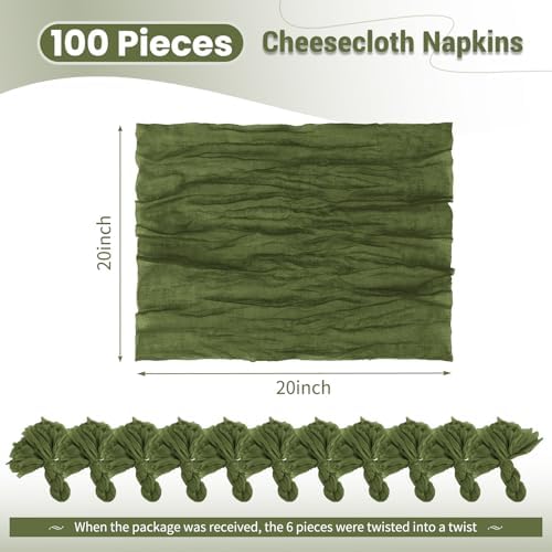 100 Pack Olive Green Napkins 20x20Inch Cheesecloth Napkins - Image 2