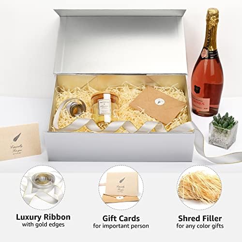 LIFELUM Silver Magnetic Gift Box for Graduation Presents, 13.8"x8.3"x4.4" - Image 6