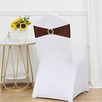 Stretch Spandex Chair Sashes for Wedding Reception Brown Chair Sashes Bands with Buckles, Chair Bows for Party Folding Chairs Celebration Ceremony Baby Shower Decorations (50, Brown) - Image 3