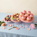 Pink 3Pcs Half-Circle Nesting Metal Cake Stand Set 8/10/12 Inch Tray by CBBZJY