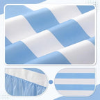Moukeren 120"x60" Ruffled Tablecloth Table Cover, Blue and White, Striped - Image 3