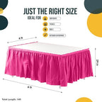 Exquisite Cerise Hot Pink Table Skirt 24 Pack - Disposable Plastic Table Skirts for Rectangle Tables 6ft 8ft & Round Tables - 29in x 14ft Self-Adhesive Strip - Birthday Wedding Gender Reveal Decor - Image 4