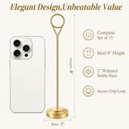 Radezon 12 Pack Gold Table Number Holders, 8inch Weighted Base Place Card Holders for Outdoor Wedding, Windproof Sturdy Metal Photo Stands for Reception Tables, Parties & Events - Image 2