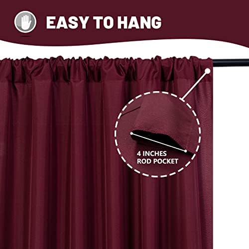 Burgundy Backdrop Curtains for Parties, Weddings, Stage, 10ft x 10ft, 2PCS - Image 5