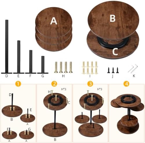 4 Tier Round Cupcake Tower Stand for 50 Cupcakes, 360° Rotating Wood Cake Stand with Tiered Trays, Farmhouse Cookie Stand for Dessert Table Display for Wedding Birthday Baby Shower Tea Party ﻿ - Image 5