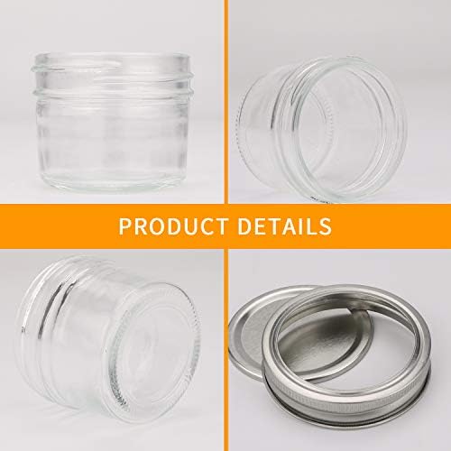 Accguan 4oz / 120ml Mason Jars Glass Jelly Jars, Canning Jars With Regular Lids, Ideal for Honey,Jam,Wedding Favors,Shower Favors, 40 Pack - Image 3