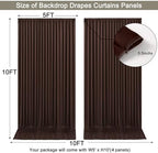 20x10ft Brown Backdrop Curtain for Wedding Parties Wrinkle Free Fabric Brown Drapes Backdrop Decoration for Baby Shower Birthday Photography Decoration 4 Panels, 5ft x 10ft - Image 6