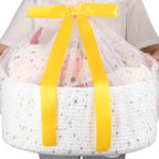 OIAHOMY Large Gift Basket Empty 18.5" x 13.8" x 7.5", Storage Basket with Gift Bag, Ribbon and Glitter Tulle for DIY Anytime, Toy Storage for Kids, Dogs with Handles in A Stylish Design - White by MasterofSpaceOptimization