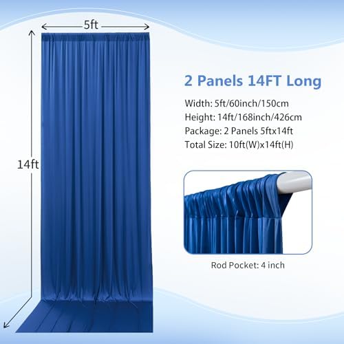 10ft×14ft Royal Blue Wrinkle Free Backdrop Curtain for Parties Wedding - Image 4
