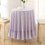Lavender White Gingham Nightstand End Tablecloth Round Dia.51” by KMASANIJI