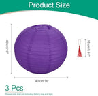 uxcell 3Pcs Dark Purple Round Paper Lanterns 16" Chinese Paper Lantern - Image 2