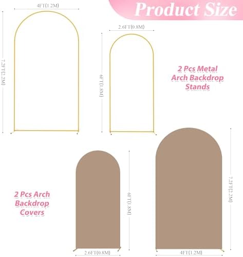Wokceer Wedding Arch Backdrop Stand and Cover Set of 2,Arch and Nude Cover - Image 2