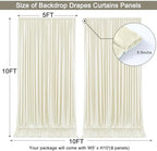 40x10ft Beige Backdrop Curtain for Wedding Parties Wrinkle Free Fabric Beige Drapes Backdrop Decoration for Baby Shower Birthday Photography Decoration 8 Panels, 5ft x 10ft - Image 5