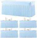 4 Pack Baby Blue Table Cloth for 8 Foot Rectangle Tables Spandex Fitted Tablecloth 8ft Stretch Table Covers Skirt Baby Blue Banquet Tablecloths Wrinkle Free Tablecloth for Party Wedding Birthday Event by Tao-GePartyDecorations