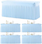 4 Pack Baby Blue Table Cloth for 8 Foot Rectangle Tables Spandex Fitted Tablecloth 8ft Stretch Table Covers Skirt Baby Blue Banquet Tablecloths Wrinkle Free Tablecloth for Party Wedding Birthday Event by Tao-GePartyDecorations