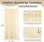 40ft x 10ft Champagne Backdrop Curtains, Wrinkle-Free Sheer Chiffon Fabric Photo Backdrop Drapes for Wedding Arch Party Ceremony Stage Photography Decorations - Image 2