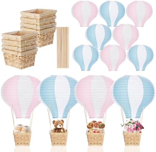 Meooeck 8 Sets Pink and Blue Hot Air Balloon Table Centerpieces Decor by Meooeck