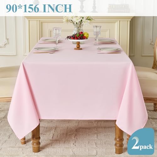 VidaFete Classic Series 2 Pack 90 * 156inch Pink Rectangle Tablecloth - Image 4