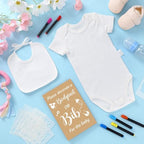 Chuarry 43 Pcs Baby Shower Kit, 8 Onesies 8 Bibs Markers 16 Stencils - Image 4