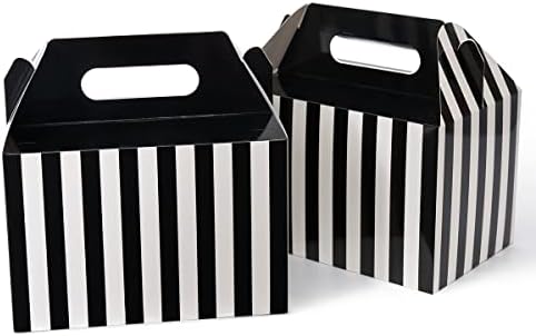 Happyhiram 50 Pack Black Striped Large Gable Boxes, 9x6x6 Inch by HappyHiram